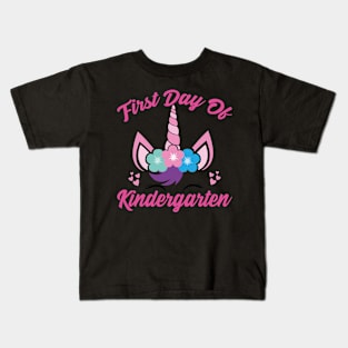 Unicorn With Pink Text | First Day of Kindergarten Kids T-Shirt